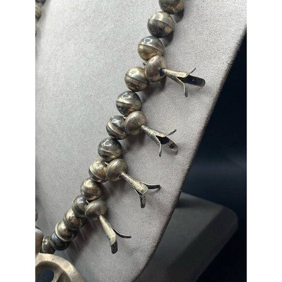 Squash Blossom NAJA Pendant Sterling Silver Native American Silver Pearls Long C - Picture 6 of 15